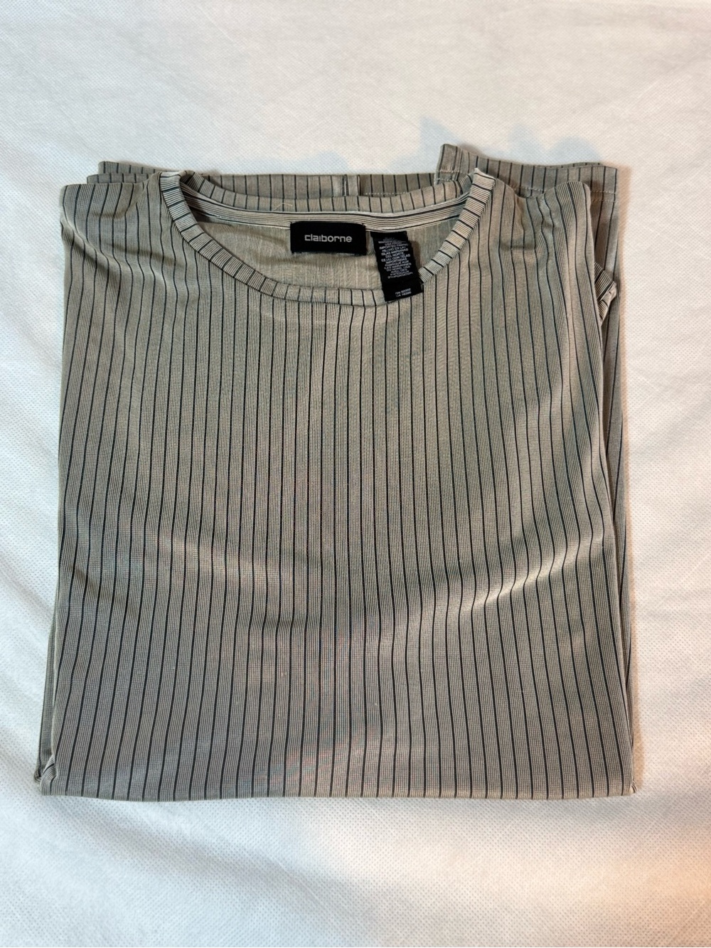 Claiborne Metallic Sheen Stripe T-Shirt Retro 2000s Fashion Tee Men’s XL